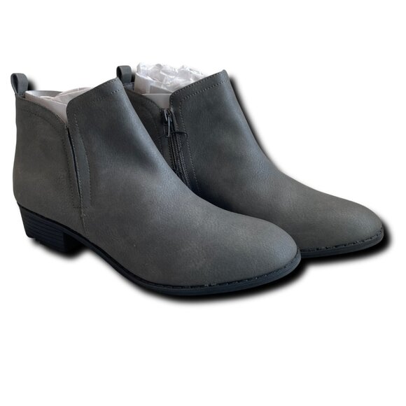 Sun + Stone Ankle Boot Zipper Booties Grey Low Heel Fall Size 7.5, Size 12 - Picture 3 of 7